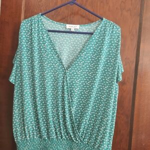Gilli Teal Floral Blouse